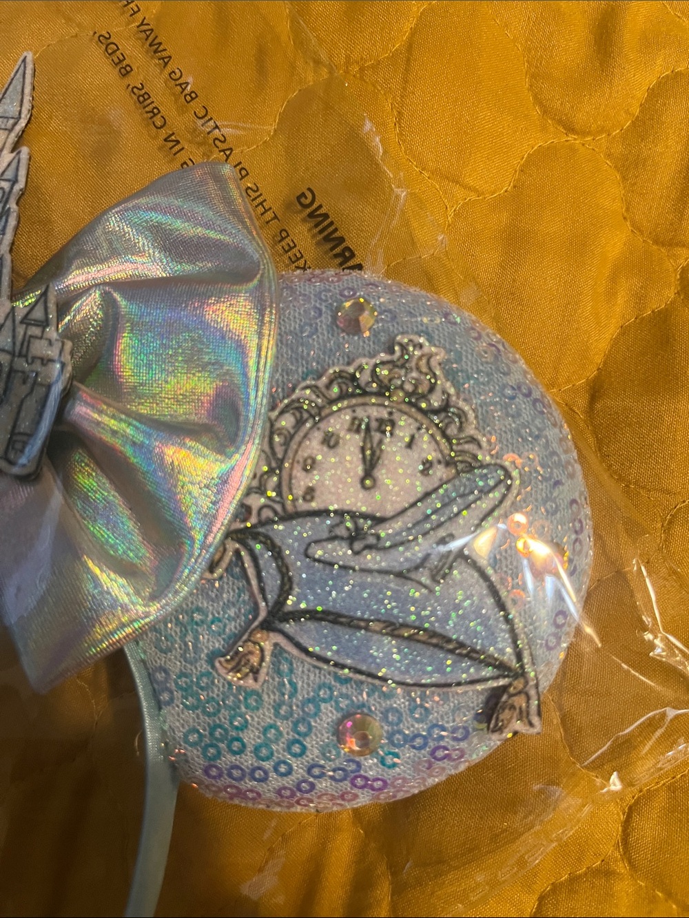 Iridescent Cinderella Castle Headband with Bow - Silver - Picture 3 of 4